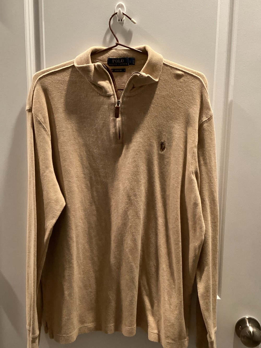 Ralph Lauren Tan Half-Zip Dress Shirt sz L in EUC